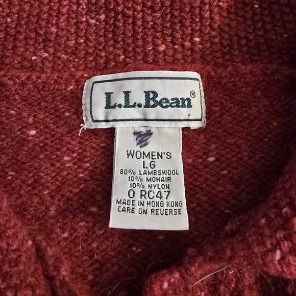 L.L. Bean Vintage Red Lambswool Blend Collared Cardigan Women's L - Picture 5 of 7